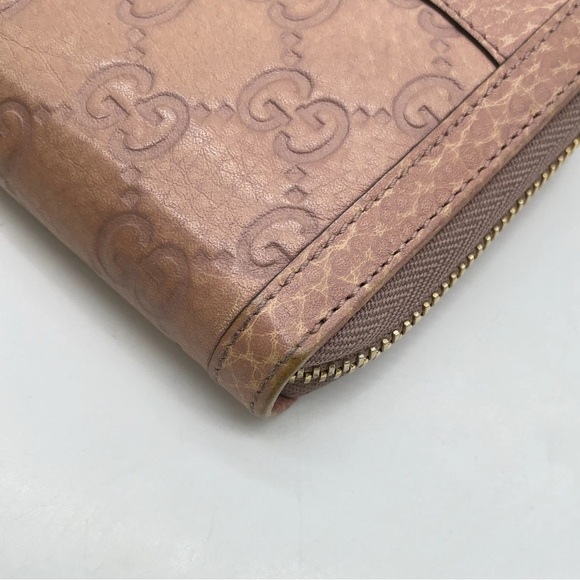 Auth GUCCI GG Guccissima Pink Leather Long Wallet W/GG Gold Accents & dust bag - Picture 9 of 16